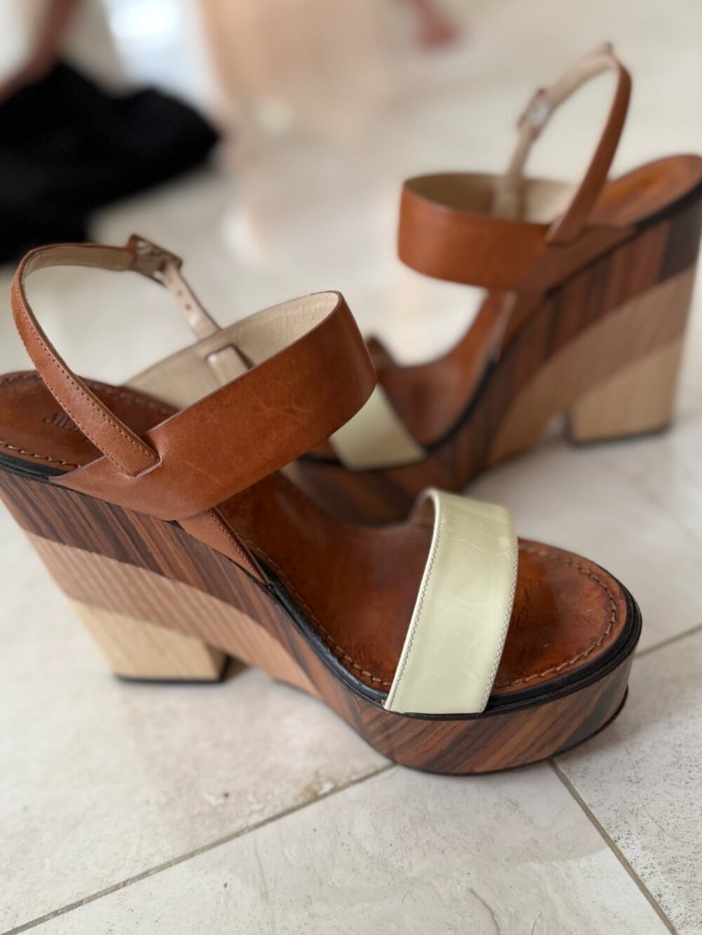 Jimmy Choo Wood Platform Sandals Size 39